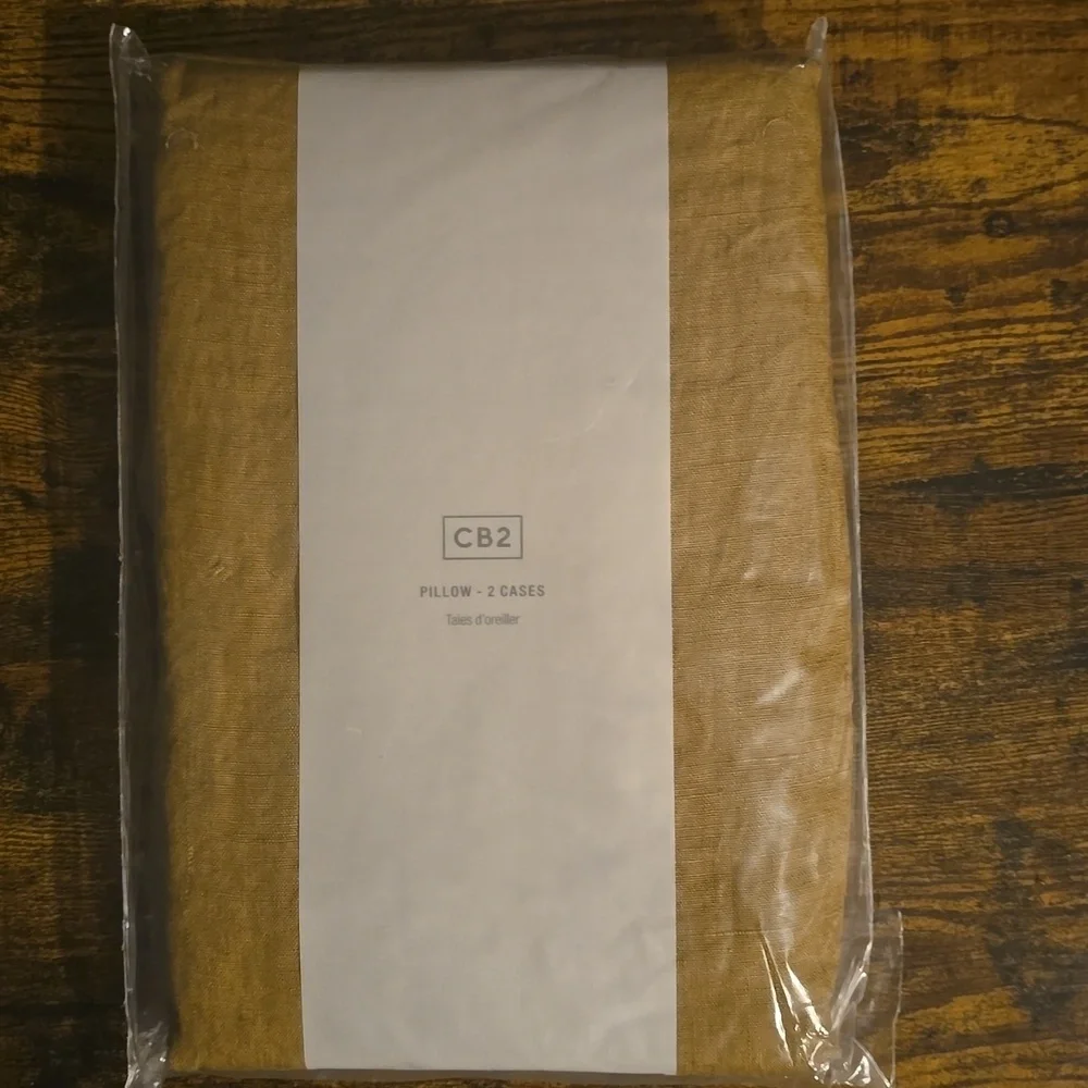 CB2 Linen Dijon Standard Pillowcases Set of 2, 51x66 cm